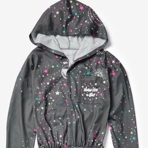 Justice girls one piece starry night pajamas girl Sz 16/18P hood